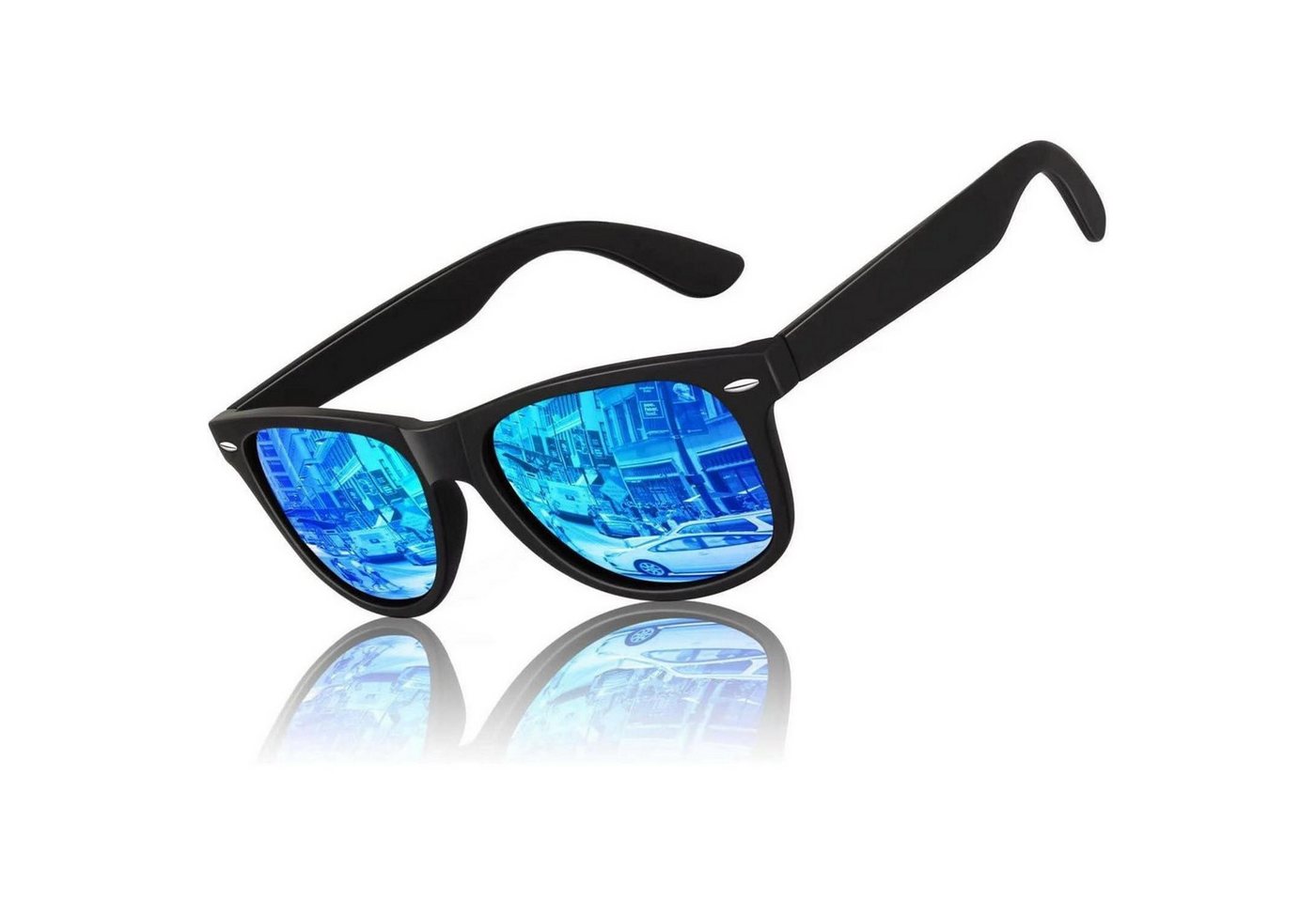 LuxusKollektion Retrosonnenbrille Sonnenbrille Polarisiert 1 Schwarz Rahmen Eisblau Verspiegelte Linse von LuxusKollektion