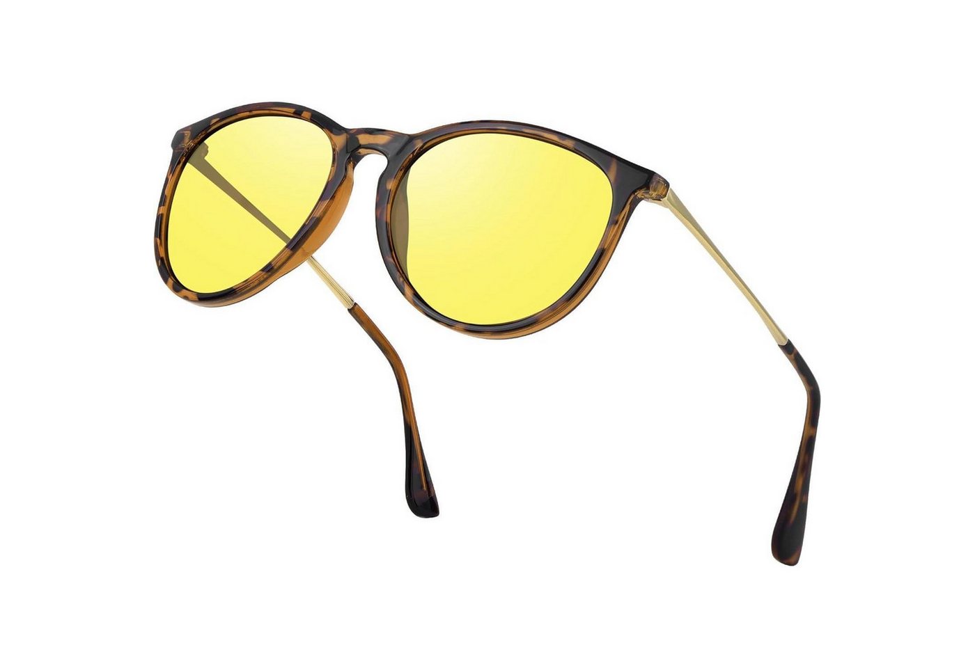 LuxusKollektion Retrosonnenbrille Sonnenbrille Polarisierte UV400 Damen Rund Cateye Retro Leoparden Gelb von LuxusKollektion