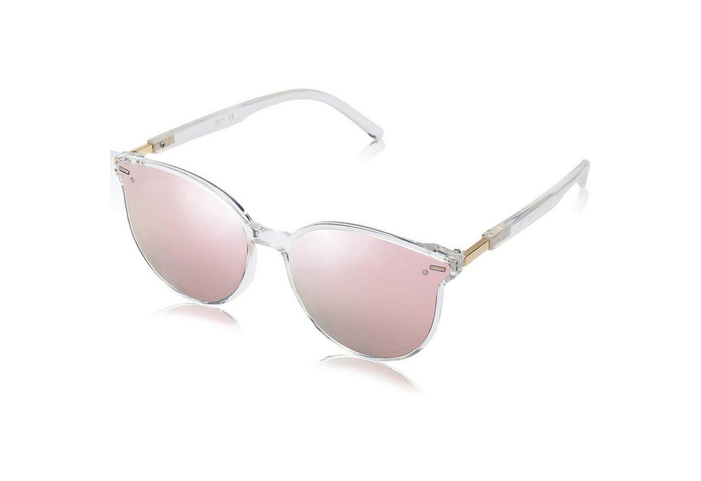 LuxusKollektion Retrosonnenbrille Sonnenbrille Retro Runde Damen Herren 0c7 Klar Weiß Rahmen Rosa Linse von LuxusKollektion
