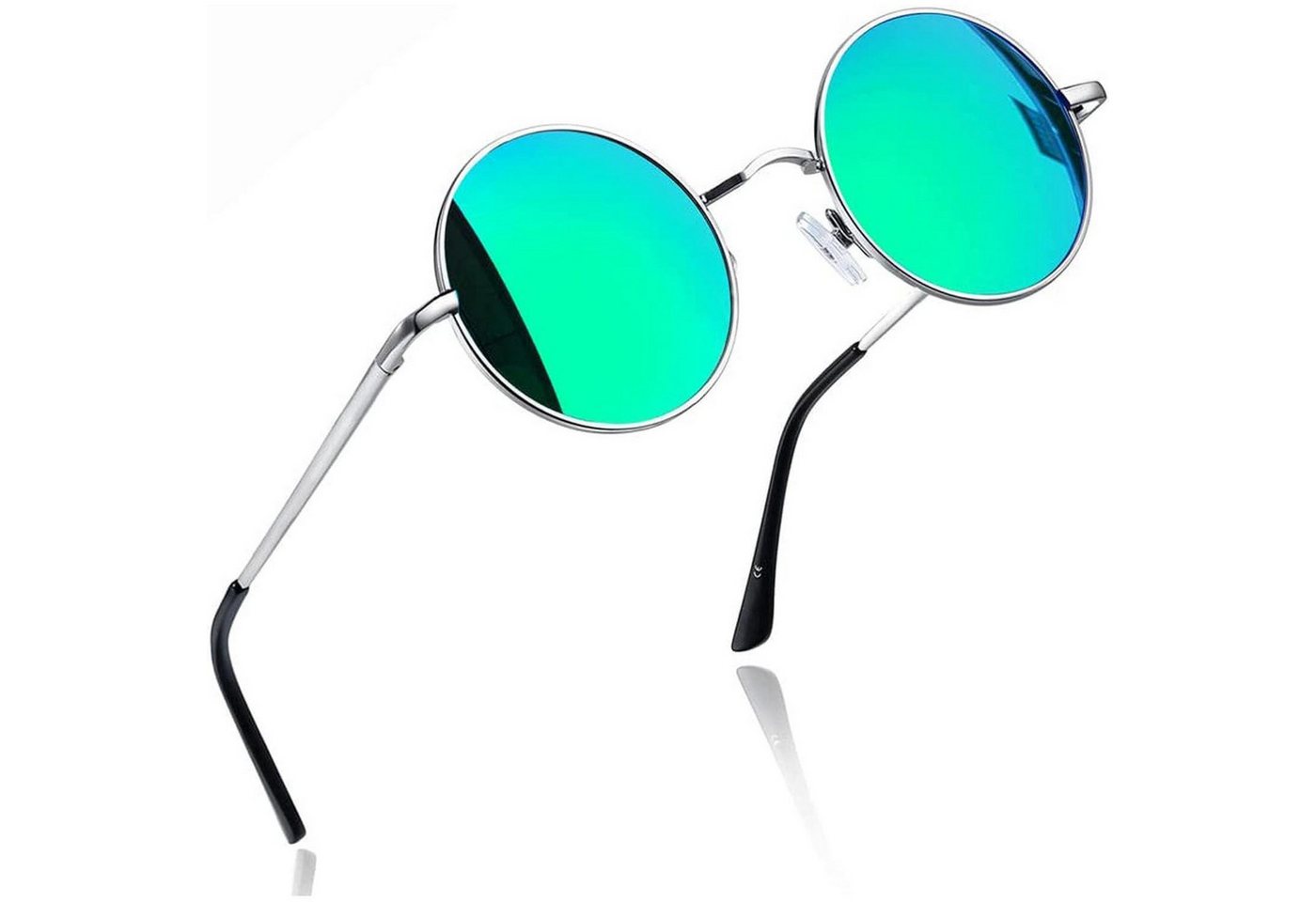 LuxusKollektion Retrosonnenbrille Sonnenbrille Rund A02-silber Grün Verspiegelt Wie die Bilder von LuxusKollektion