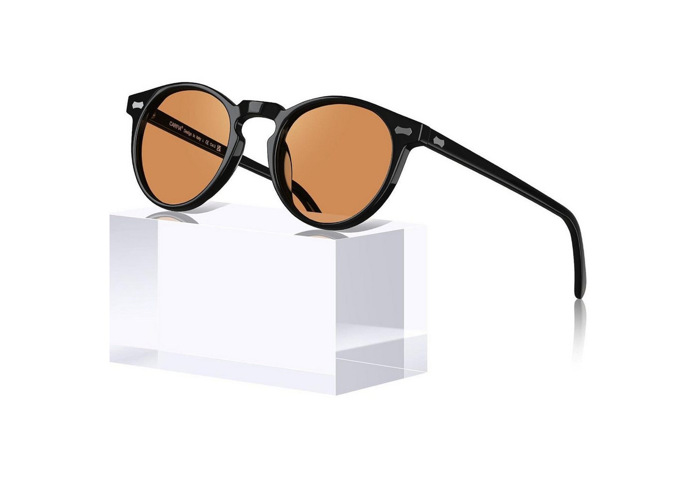LuxusKollektion Retrosonnenbrille Sonnenbrille Rund Damen A25 Schwarz Orange Nicht Polarisiert Linse von LuxusKollektion