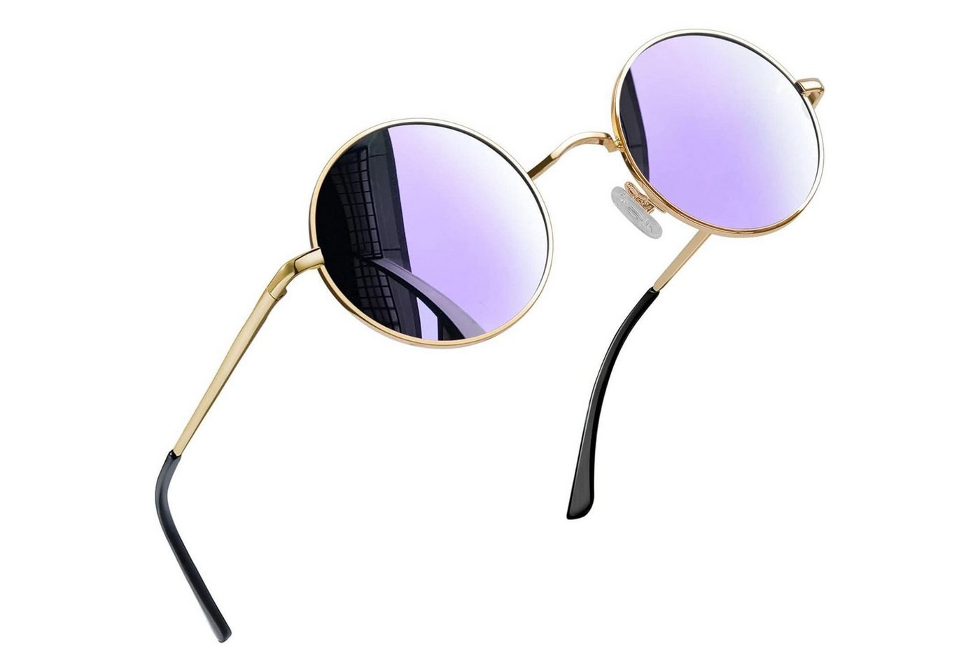 LuxusKollektion Retrosonnenbrille Sonnenbrille Rund Herren Polarisierte A18-gold Violett Wie die Bilder von LuxusKollektion
