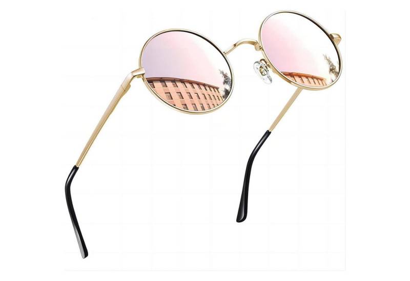 LuxusKollektion Retrosonnenbrille Sonnenbrille Rund Polarisiert UV400 A17-gold Rosa Wie die Bilder von LuxusKollektion