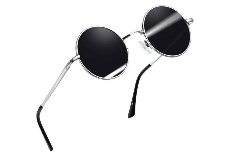 LuxusKollektion Retrosonnenbrille Sonnenbrille Rund Polarisierte UV400 A04-silber Schwarz Wie die Bilder von LuxusKollektion
