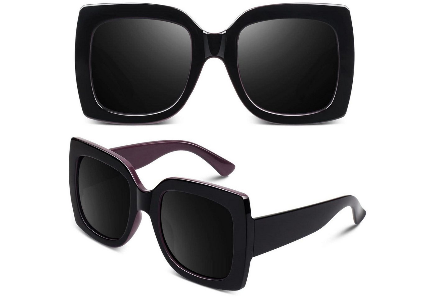 LuxusKollektion Retrosonnenbrille Sonnenbrille Übergroße Damen Retro 1.1 Schwarz-lila Rahmen Grau Linse von LuxusKollektion