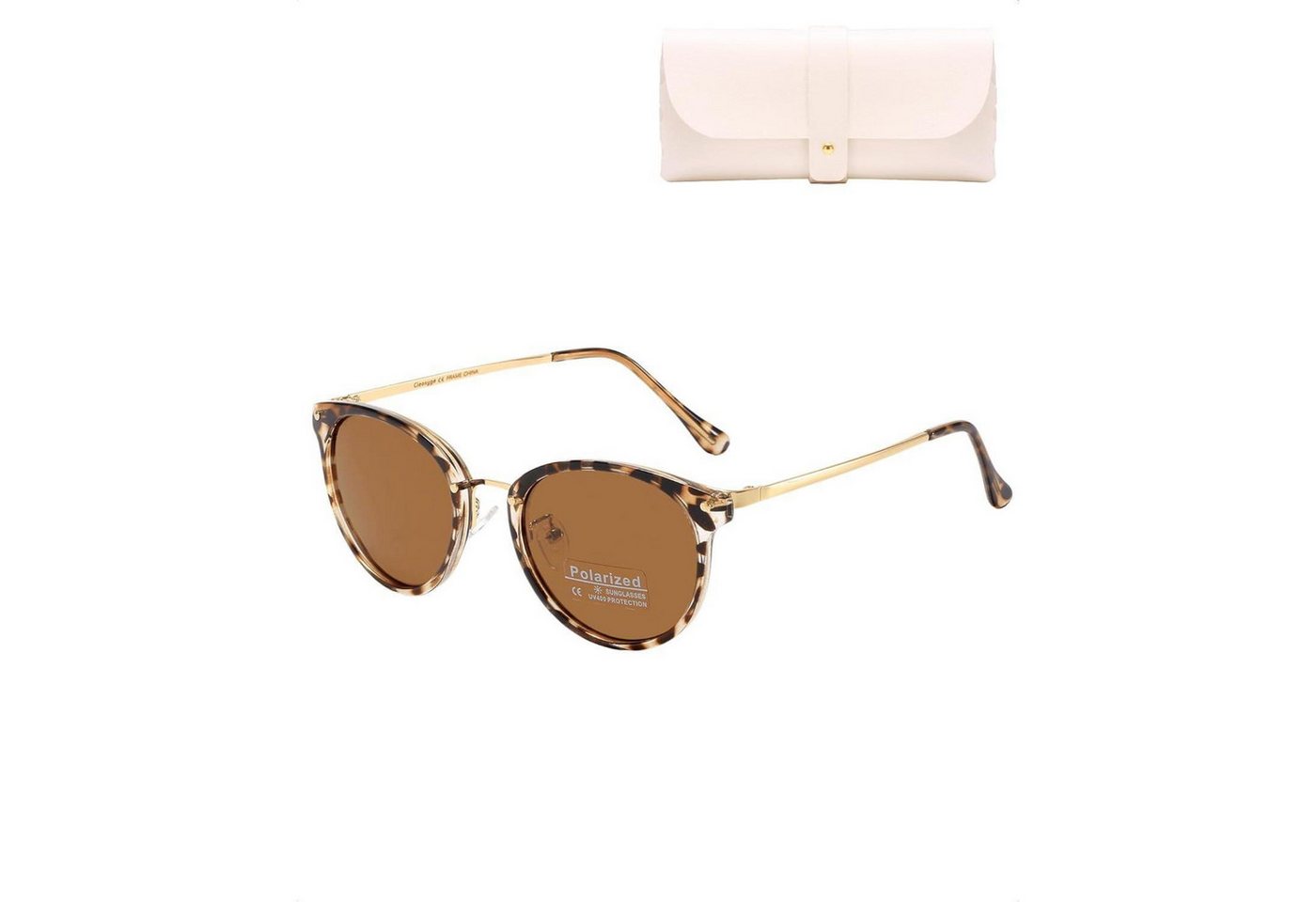 LuxusKollektion Retrosonnenbrille Sonnenbrille polarisierte Damen Herren Braun Lens & Leopard Rahmen von LuxusKollektion
