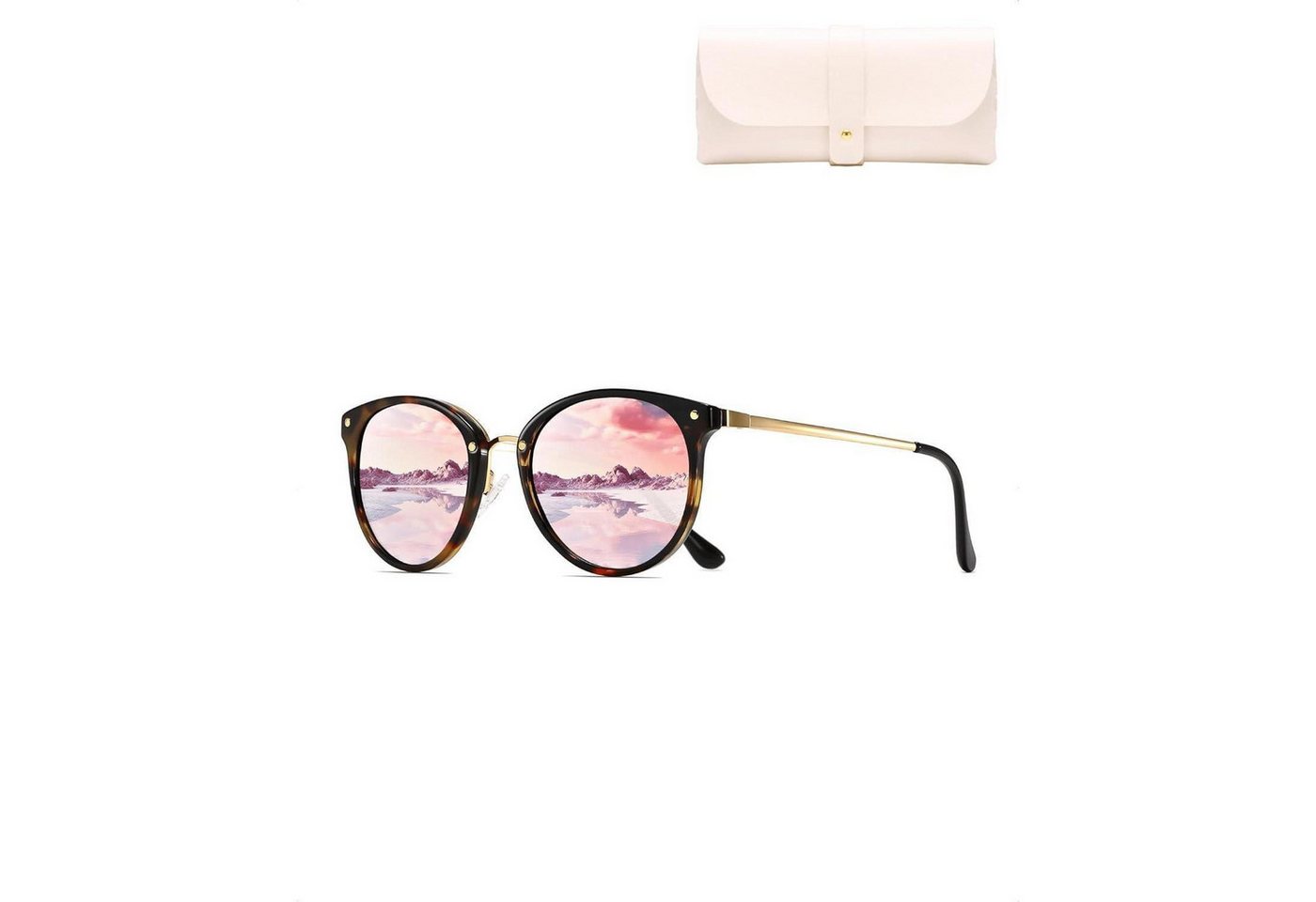 LuxusKollektion Retrosonnenbrille Sonnenbrille polarisierte Damen Pink Lens & Bernstein Rahmen von LuxusKollektion