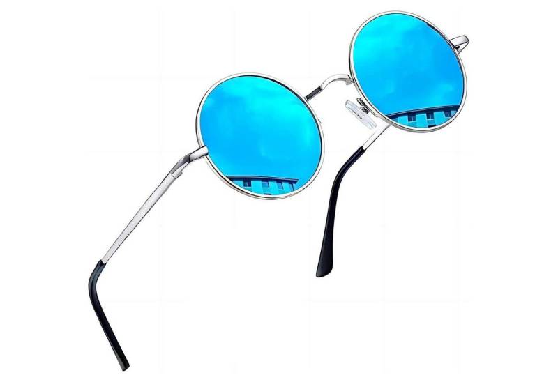LuxusKollektion Retrosonnenbrille Sonnenbrille rund A03-silber Blau Verspiegelt Wie die Bilder von LuxusKollektion