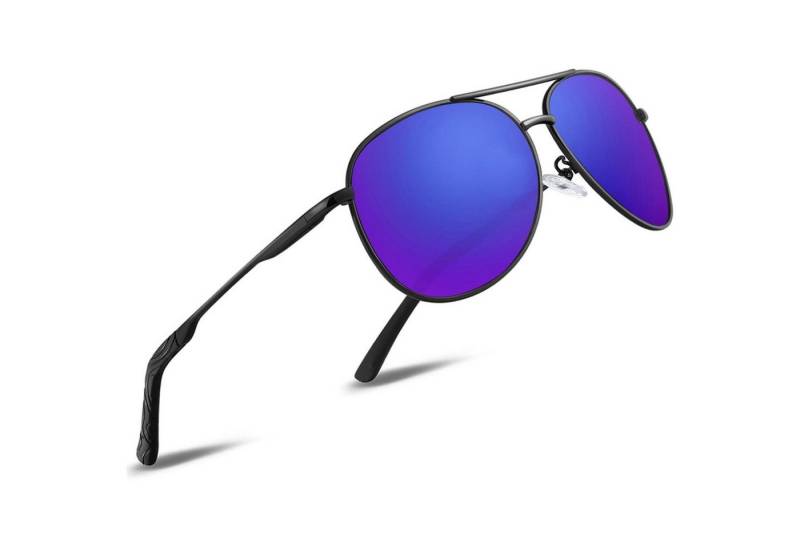 LuxusKollektion Retrosonnenbrille Sonnenbrille unisex polarisiert B6-schwarzes Gestell Dunkelblau von LuxusKollektion