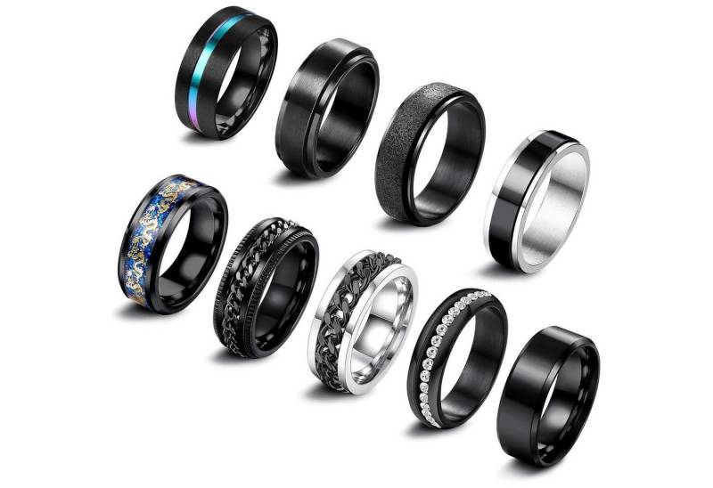 LuxusKollektion Ring-Set Ringe Edelstahl Herren Fidget Spinner Siegelring Schwarz 62 (19.7) von LuxusKollektion