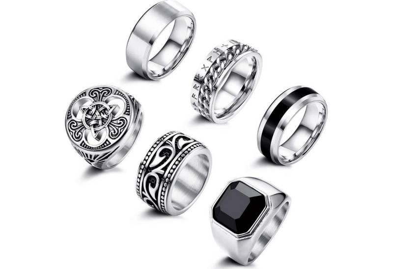 LuxusKollektion Ring-Set Ringe Herren Edelstahl 6er Set Keltische Knoten Schwarz 59 (18.8) von LuxusKollektion