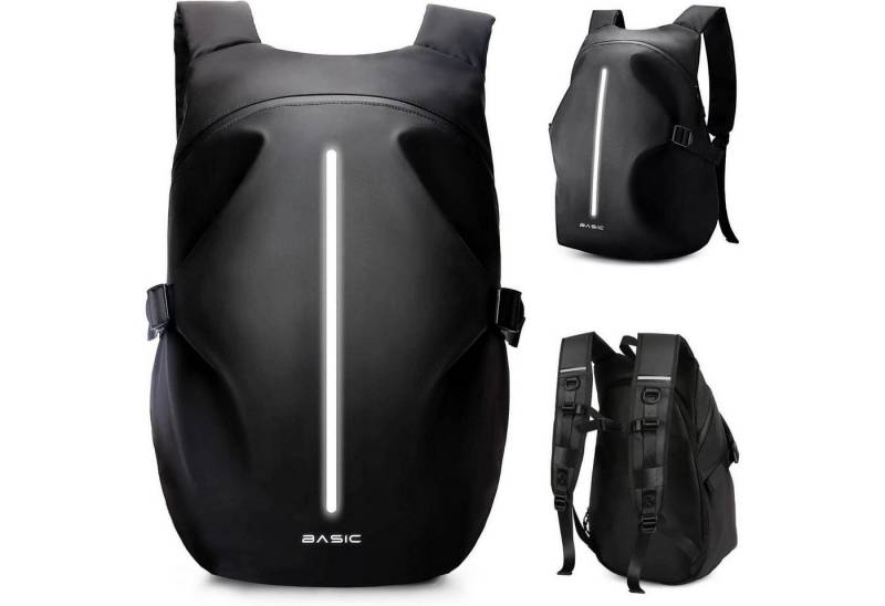 LuxusKollektion Rucksack Motorradrucksack Helmrucksack Laptoptasche Herren Schwarz B-schwarz L von LuxusKollektion