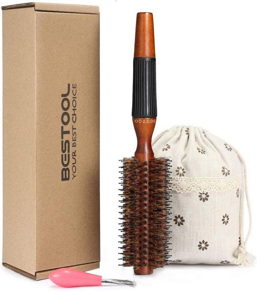 LuxusKollektion Rundbürste Rundbürste zum Föhnen Wildschweinborsten für Frauen Männer Locken von LuxusKollektion