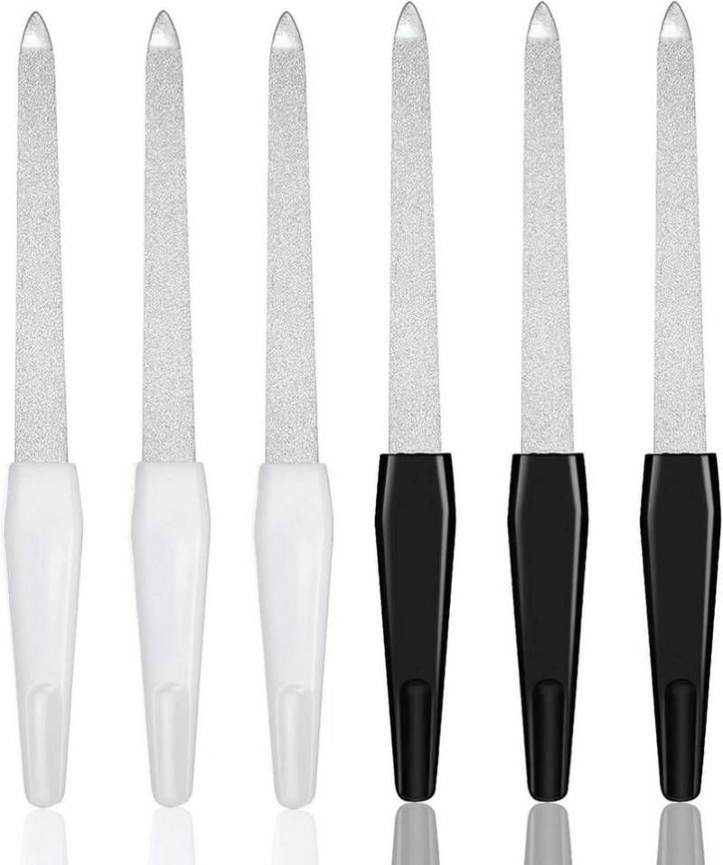 LuxusKollektion Sandblatt-Nagelfeile 6er-Set Nagelfeilen Naturnägel Profi Metall Maniküre Pediküre Schwarz von LuxusKollektion