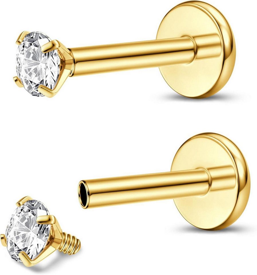 LuxusKollektion Schmuckset 2er Set Titan Lippenpiercing Nasenstecker Innengewinde Gold Silber 16G LuxusKollektion Schmuckset 2er Set Titan Lippenpiercing Nasenstecker Innengewinde Gold Silber 16G von LuxusKollektion
