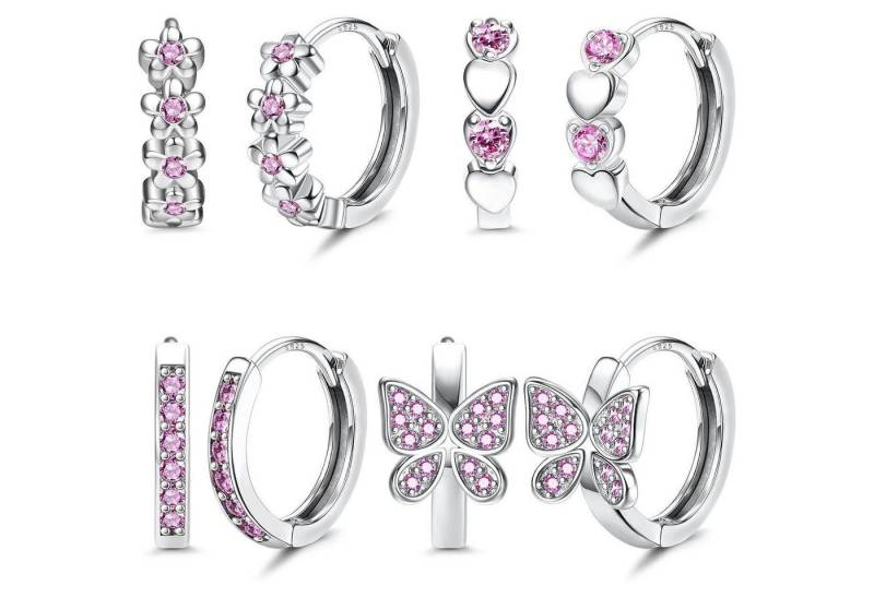 LuxusKollektion Schmuckset 4 Paar Zirkonia Creolen Set Mädchen Damen Silber 925 Hypoallergen von LuxusKollektion