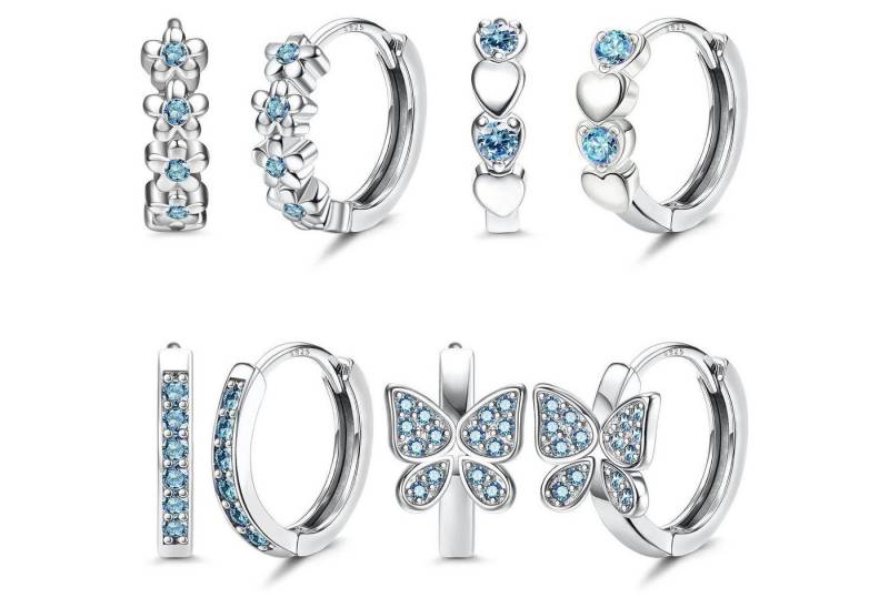 LuxusKollektion Schmuckset 4 Paar kleine Silber Creolen Set Mädchen Kinder Zirkonia Herz von LuxusKollektion