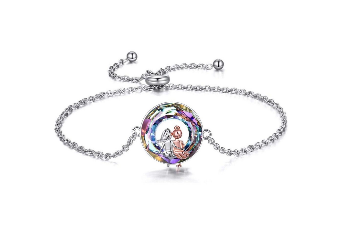 LuxusKollektion Schmuckset Armband 925 Silber Herz Schwester Freundschaft Geschenk Lila Kristall von LuxusKollektion