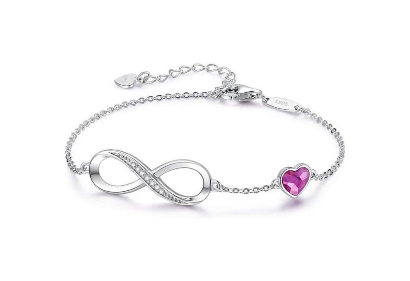LuxusKollektion Schmuckset Armband Damen 925 Rosegold Unendlichkeit Herz Silber Violett Silber von LuxusKollektion
