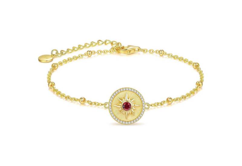 LuxusKollektion Schmuckset Armband Damen 925 Sterling Silber Sonne Anhänger 14K Gold Juli von LuxusKollektion