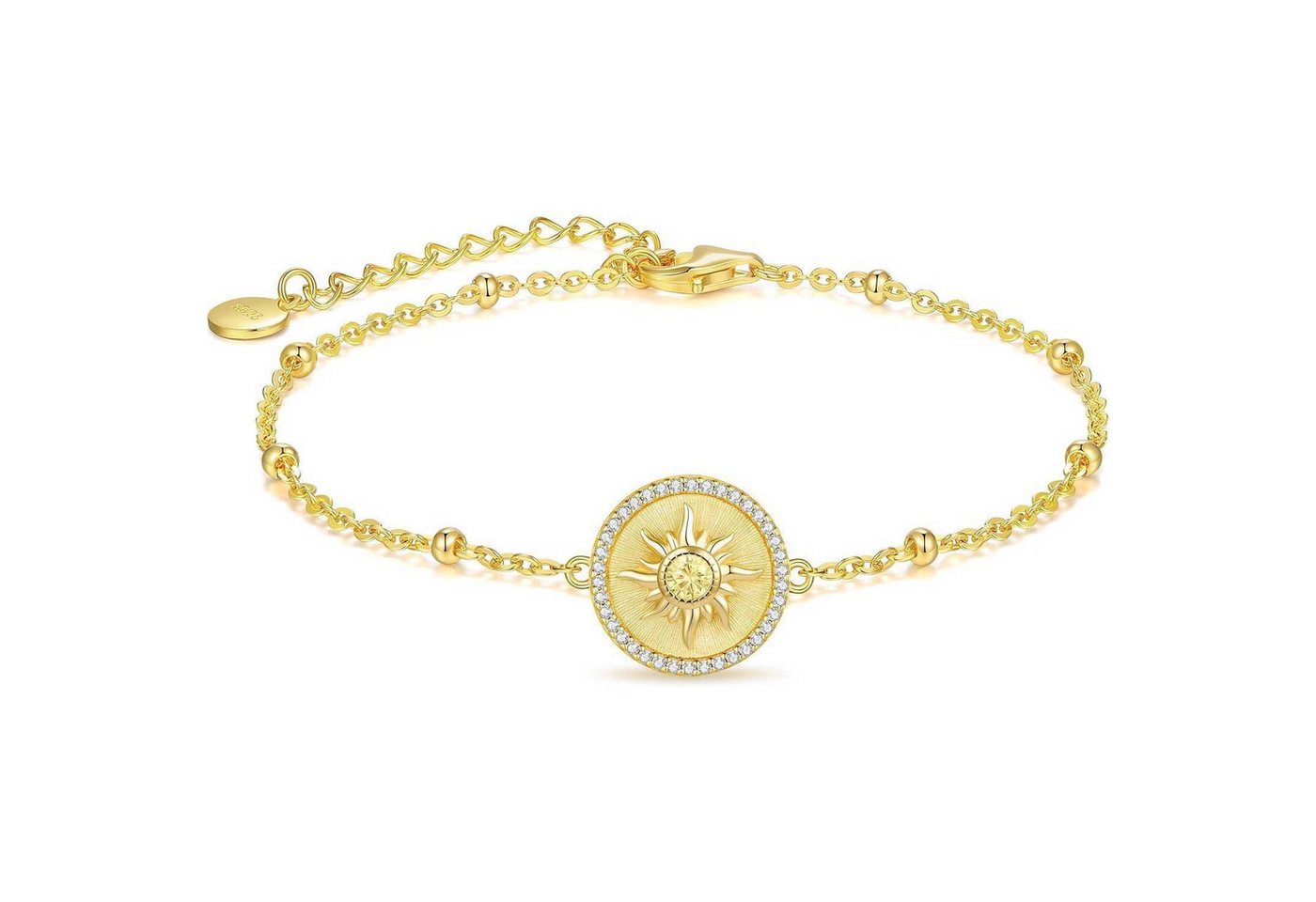 LuxusKollektion Schmuckset Armband Damen 925 Sterling Silber Sonne Anhänger 14K Gold November von LuxusKollektion