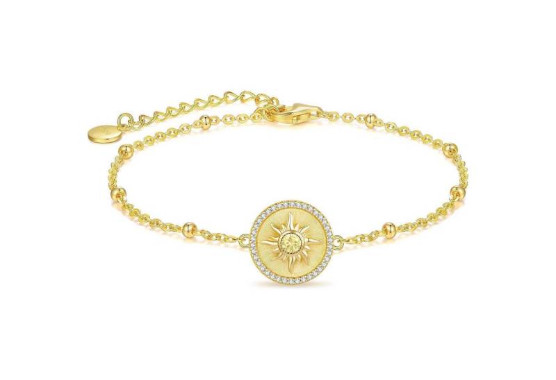 LuxusKollektion Schmuckset Armband Damen 925 Sterling Silber Sonne Anhänger 14K Gold November von LuxusKollektion