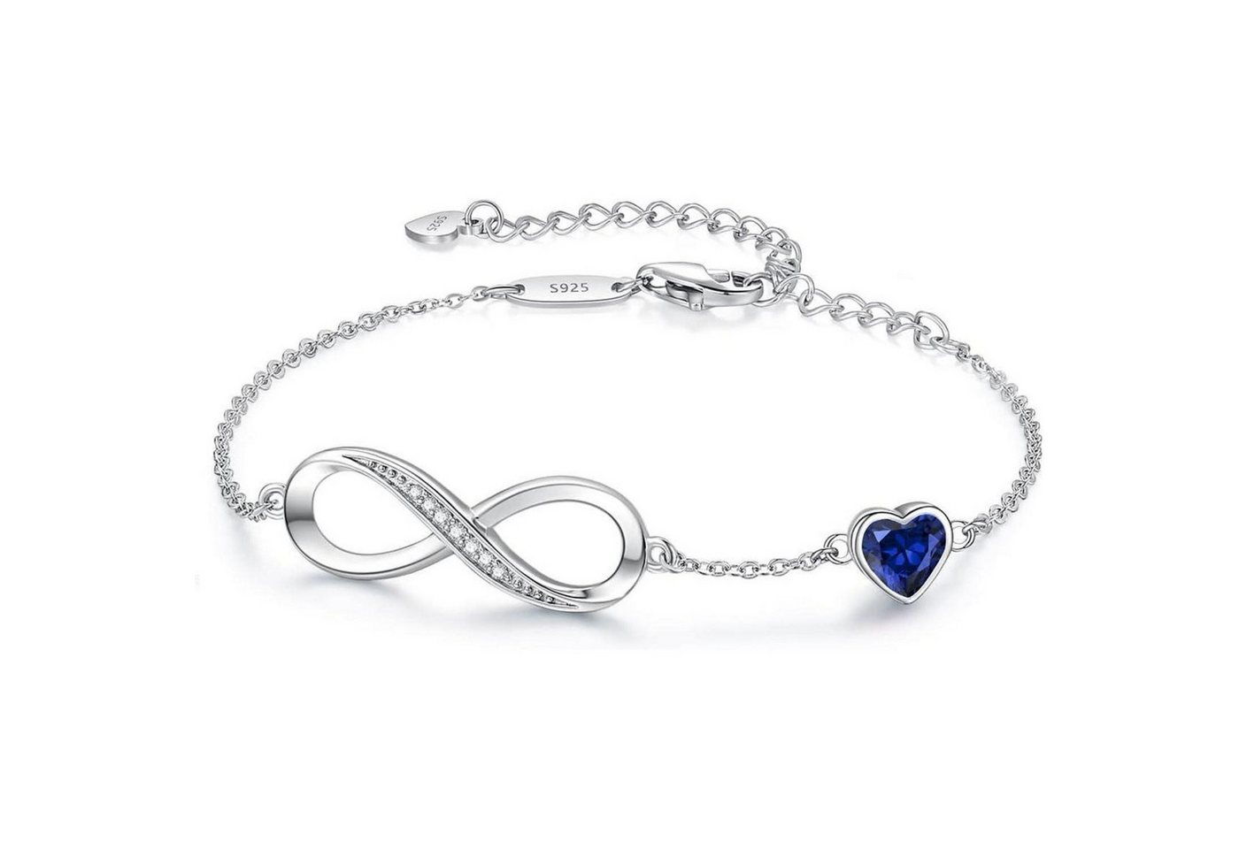 LuxusKollektion Schmuckset Armband Damen Infinity 925 Sterling Silber-09-Sep Silber Geburtsstein von LuxusKollektion