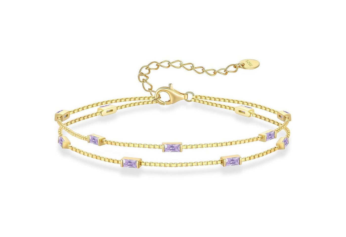 LuxusKollektion Schmuckset Armband Damen Layered Zirkonia Anhänger Layered-06-Juni Layered Silber von LuxusKollektion