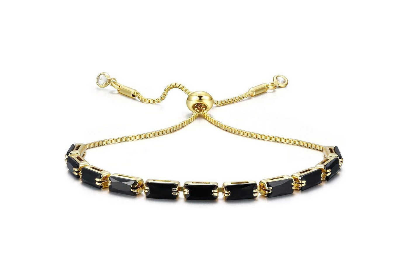 LuxusKollektion Schmuckset Armband Damen Silber Zirkonia Tennis Geschenk Box Schwarz-gold Gold von LuxusKollektion