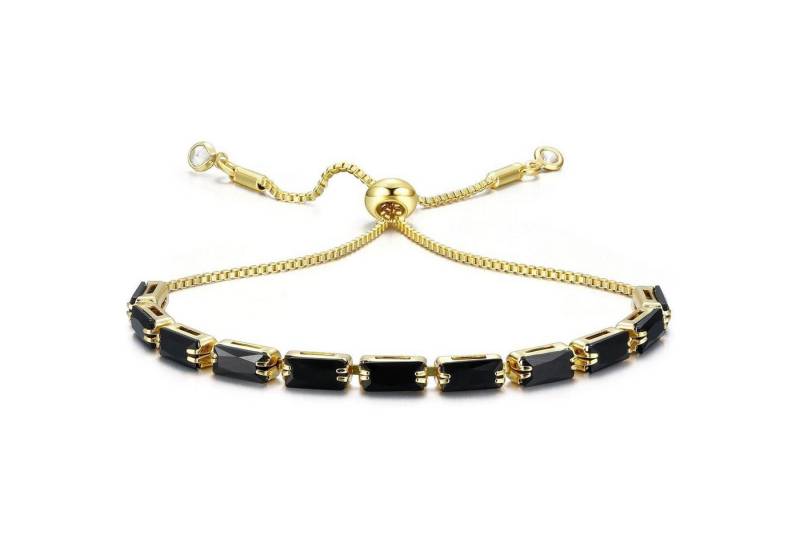 LuxusKollektion Schmuckset Armband Damen Silber Zirkonia Tennis Geschenk Box Schwarz-gold Gold von LuxusKollektion