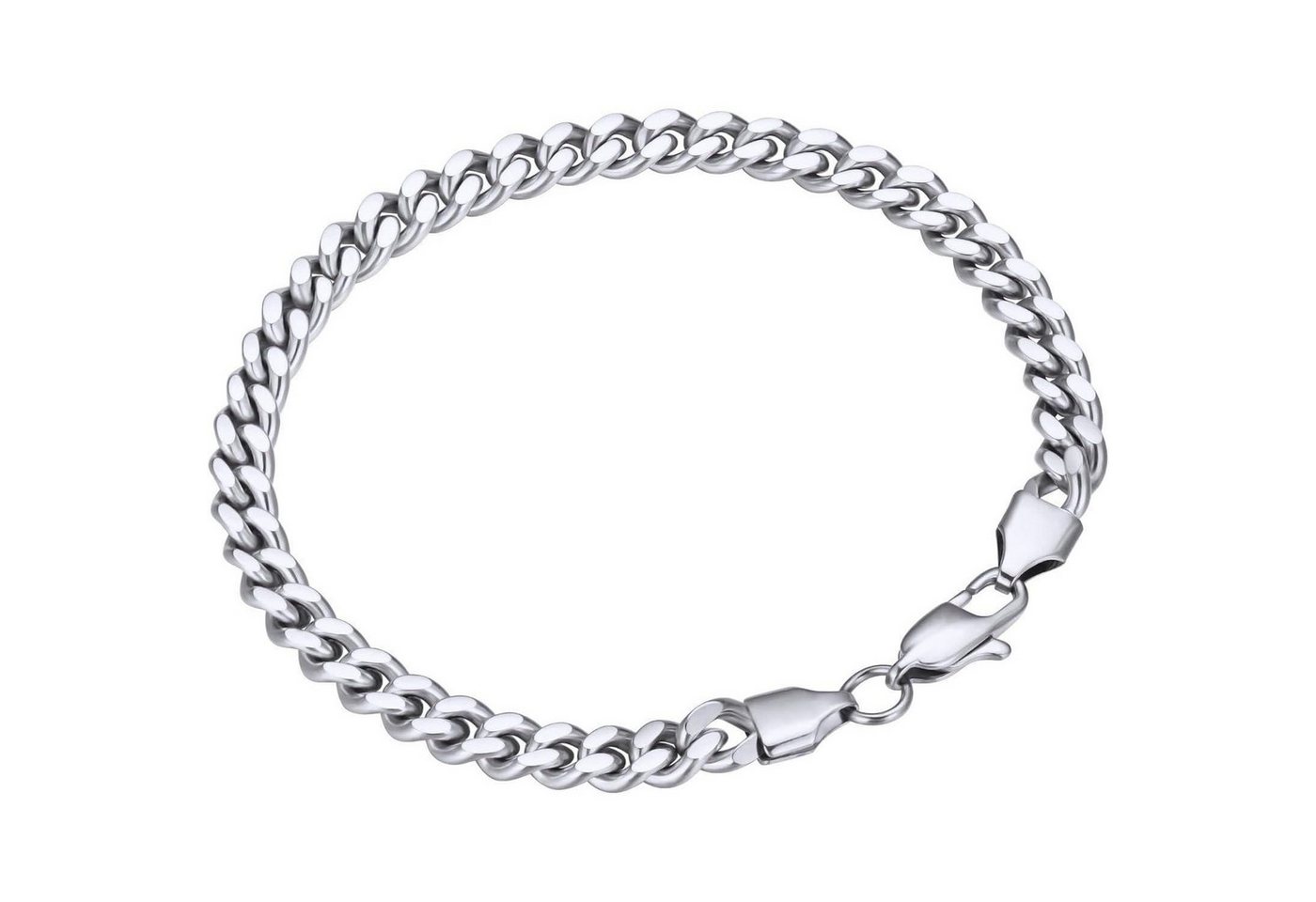 LuxusKollektion Schmuckset Armband Herren Cuban Panzerkette 6mm 18K 6mm-Silbrig 17.78 Zentimeter von LuxusKollektion