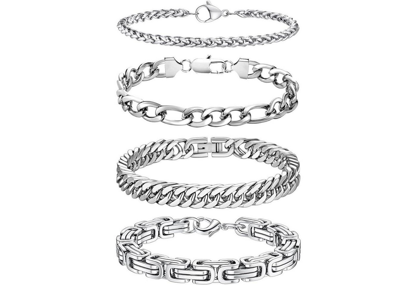 LuxusKollektion Schmuckset Armband Herren Edelstahl 4 Stück Silber 4 6mm 19 Zentimeter von LuxusKollektion