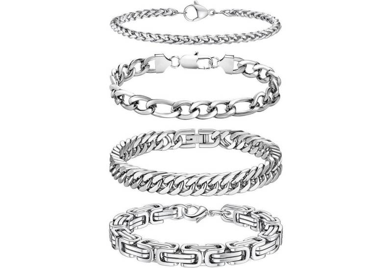 LuxusKollektion Schmuckset Armband Herren Edelstahl 4 Stück Silber 4 6mm 19 Zentimeter von LuxusKollektion