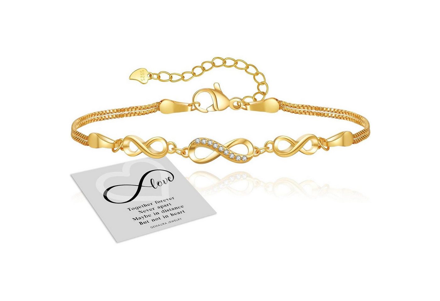 LuxusKollektion Schmuckset Armband Silber 925 Damen Infinity Zirkonia Verstellbar Gold-3 infinity von LuxusKollektion