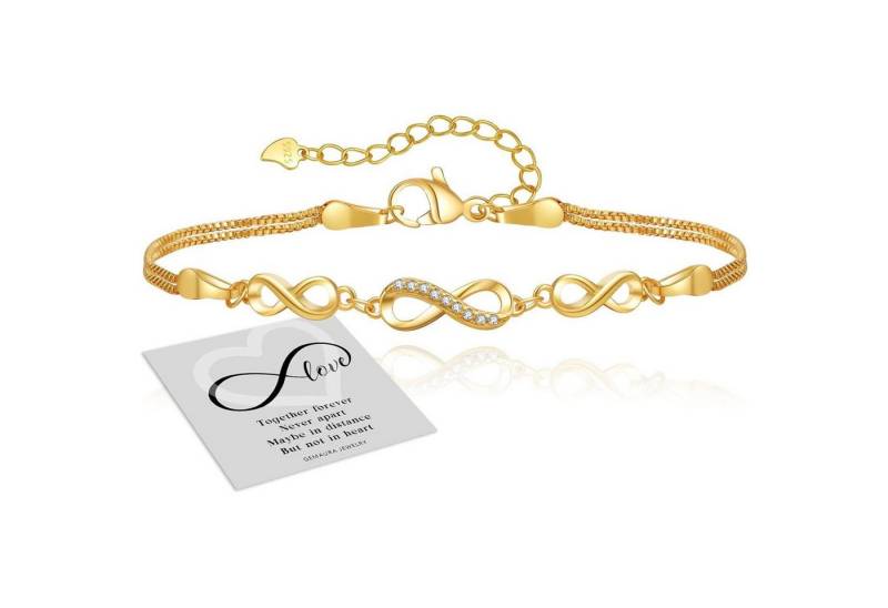 LuxusKollektion Schmuckset Armband Silber 925 Damen Infinity Zirkonia Verstellbar Gold-3 infinity von LuxusKollektion