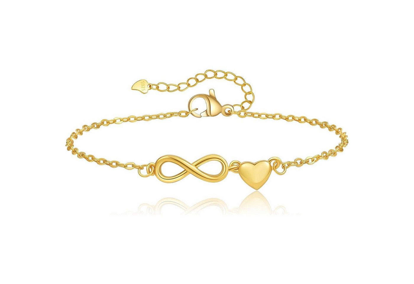 LuxusKollektion Schmuckset Armband Silber 925 Damen Infinity Zirkonia verstellbar Herz Gold-Heart von LuxusKollektion
