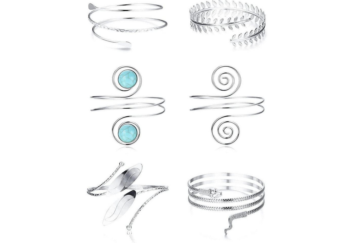 LuxusKollektion Schmuckset Armmanschette 6er Armreif Frauen Gold Modeschmuck Silber von LuxusKollektion