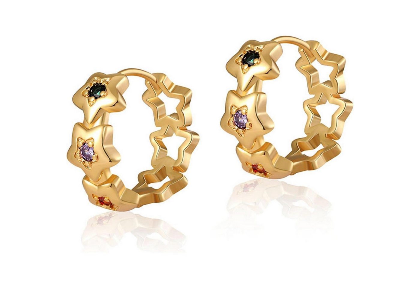 LuxusKollektion Schmuckset Creolen 18K Gold Klobig Dick Mini Huggie Knorpel Damen Gold2 von LuxusKollektion