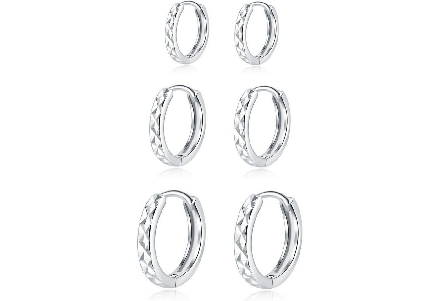 LuxusKollektion Schmuckset Creolen 925 Set 3 Paare Klein 10 12 14mm Damen Silber von LuxusKollektion
