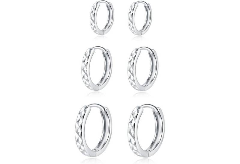 LuxusKollektion Schmuckset Creolen 925 Set 3 Paare Klein 10 12 14mm Damen Silber von LuxusKollektion