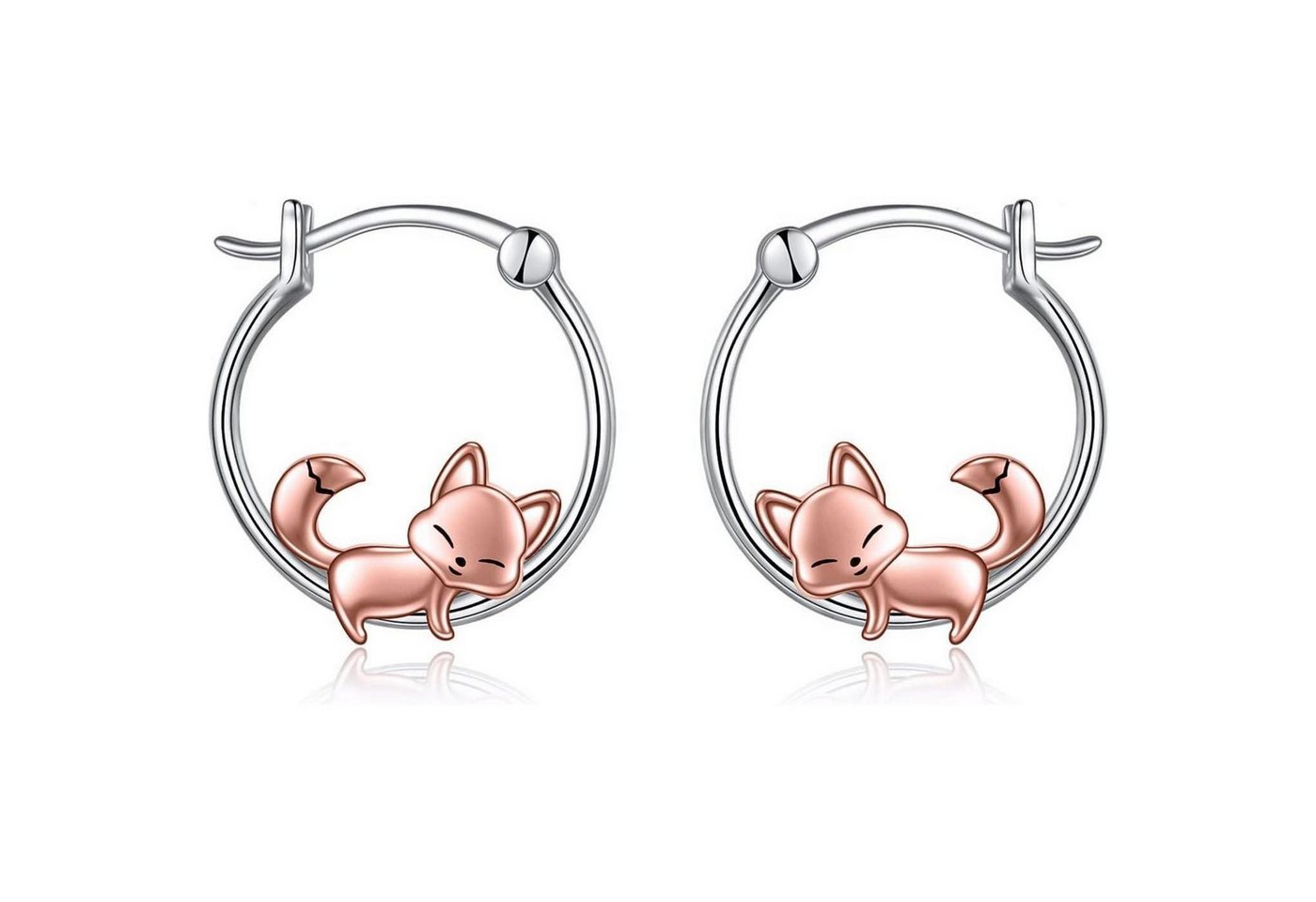 LuxusKollektion Schmuckset Creolen 925 Silber Französische Bulldogge Katze Damen Fuchs von LuxusKollektion