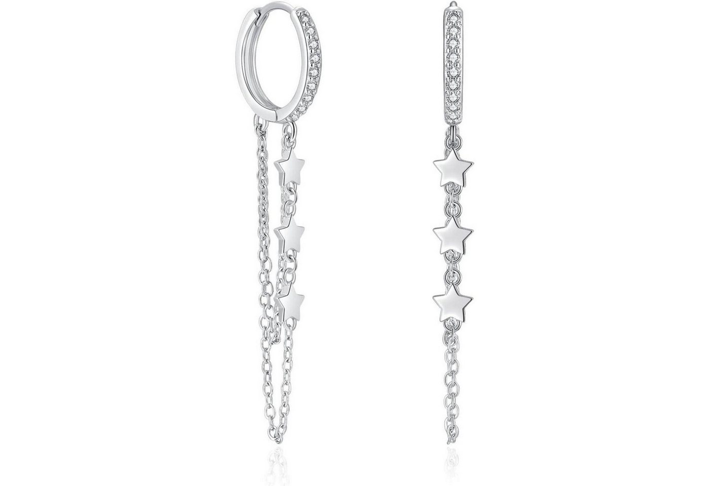 LuxusKollektion Schmuckset Creolen 925 Silber Huggie Hängend Quaste Kette Damen B Silber von LuxusKollektion