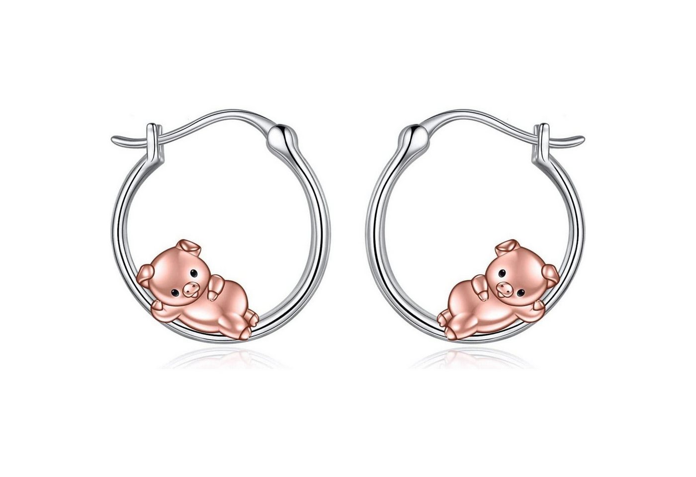 LuxusKollektion Schmuckset Creolen 925 Silber Ohrringe Bulldogge Katze Damen Schwein von LuxusKollektion