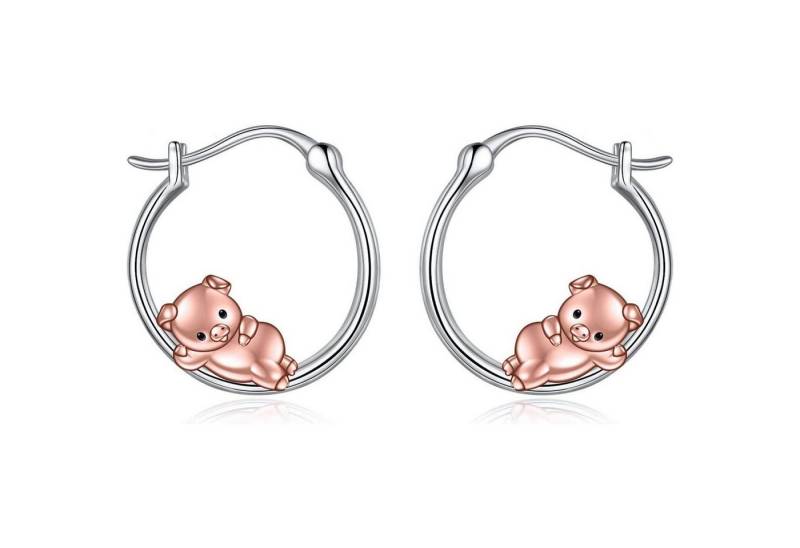 LuxusKollektion Schmuckset Creolen 925 Silber Ohrringe Bulldogge Katze Damen Schwein von LuxusKollektion