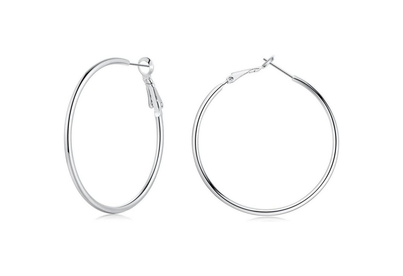 LuxusKollektion Schmuckset Creolen 925 Silber Ohrringe Set 40mm 50mm 60mm Damen Silber 60mm von LuxusKollektion