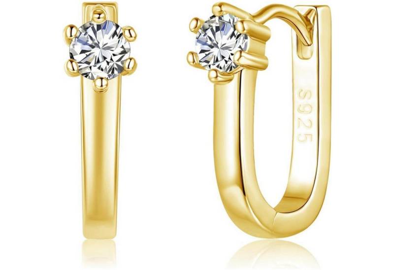 LuxusKollektion Schmuckset Creolen 925 Silber Oval 5A Zirkonia Hypoallergen Damen C-Gold von LuxusKollektion