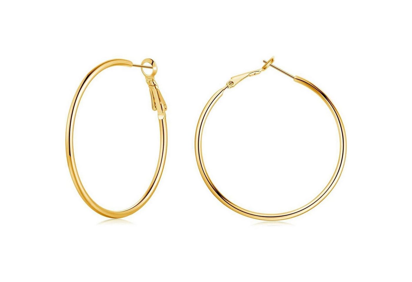 LuxusKollektion Schmuckset Creolen 925 Silber Set 40 50 60mm Damen Rund Klapp Huggie Gold 60mm von LuxusKollektion