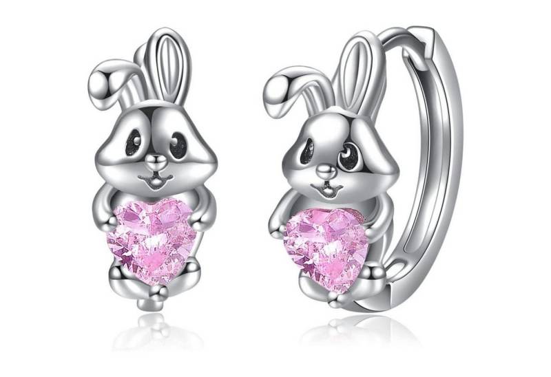 LuxusKollektion Schmuckset Creolen 925 Silber Zirkonia Einhorn Katze Koala Damen Hase von LuxusKollektion