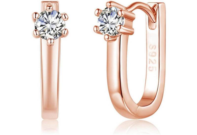 LuxusKollektion Schmuckset Creolen 925 Silber Zirkonia Oval Knorpel Damen C-Rosegold von LuxusKollektion