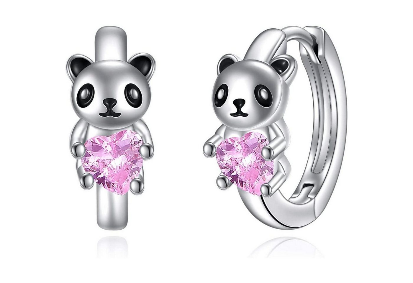 LuxusKollektion Schmuckset Creolen 925 Silber rosa Zirkonia Einhorn Hase Koala Panda von LuxusKollektion